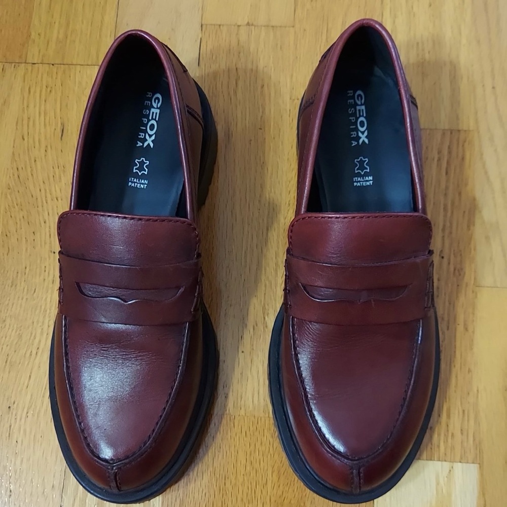 Geox Rich Brown Leather Slip-Ons Moccasins